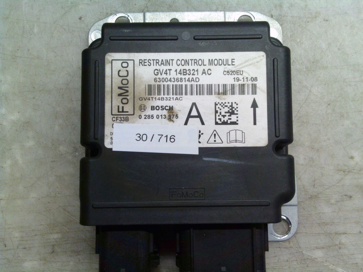30-716 Centralina Airbag Bosch 0 285 013 975 0285013975 GV4T 14B321 AC 6300436814AD   Ford  Kuga
