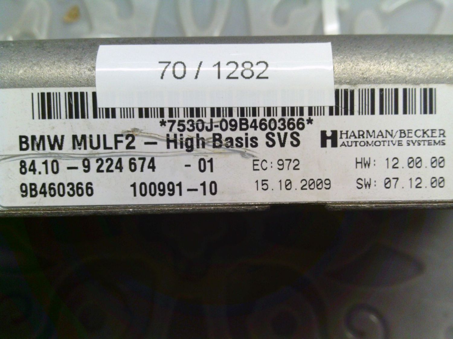 70-1282 Centralina Bluetooth Bmw 8410 9224674-01 8410922467401 MULF2 HW: 12.00.00 SW: 07.12.00 Bmw Serie X 70-1282 Centralina Bluetooth Bmw 8410 9224674-01 8410922467401 MULF2 HW: 12.00.00 SW: 07.12.00 Bmw Serie X