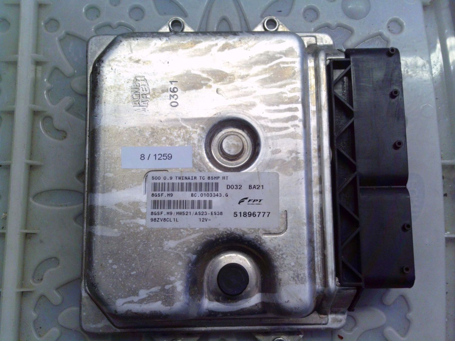 8-1259 Centralina Motore Magneti Marelli 51896777 8GSF.H9 BC.0103343.G 500 0.9 TWINAIR TC 85HP MT HW521/AS23-ES38 Fiat Benzina 500 8-1259 Centralina Motore Magneti Marelli 51896777 8GSF.H9 BC.0103343.G 500 0.9 TWINAIR TC 85HP MT HW521/AS23-ES38 Fiat Benzina 500