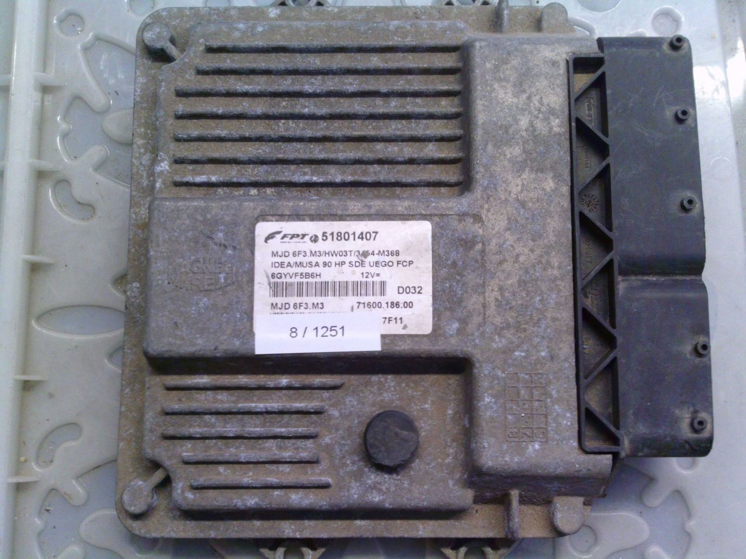 8-1251 Centralina Motore Magneti Marelli 51801407 MJD 6F3.M3 71600.186.00 HW03T/3454-M368 Fiat Diesel Idea_Musa 8-1251 Centralina Motore Magneti Marelli 51801407 MJD 6F3.M3 71600.186.00 HW03T/3454-M368 Fiat Diesel Idea_Musa