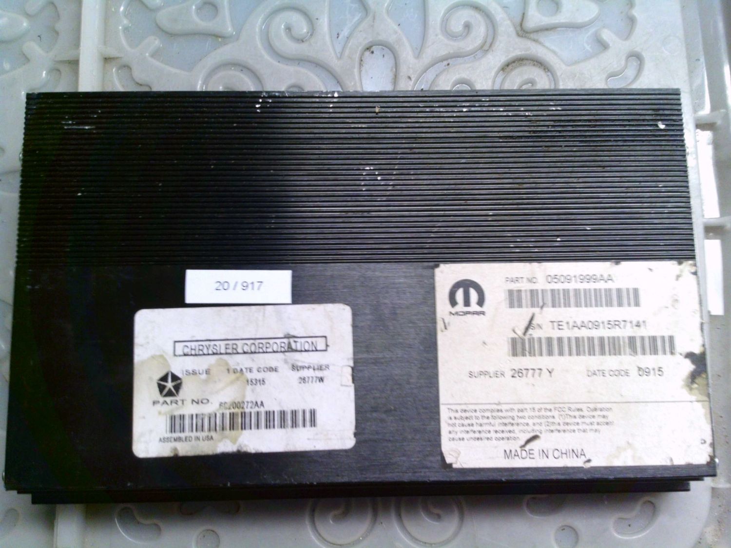 20-917 Amplificatore Audio Chrysler 05091999AA 68200272AA Jeep Cherokee 20-917 Amplificatore Audio Chrysler 05091999AA 68200272AA Jeep Cherokee