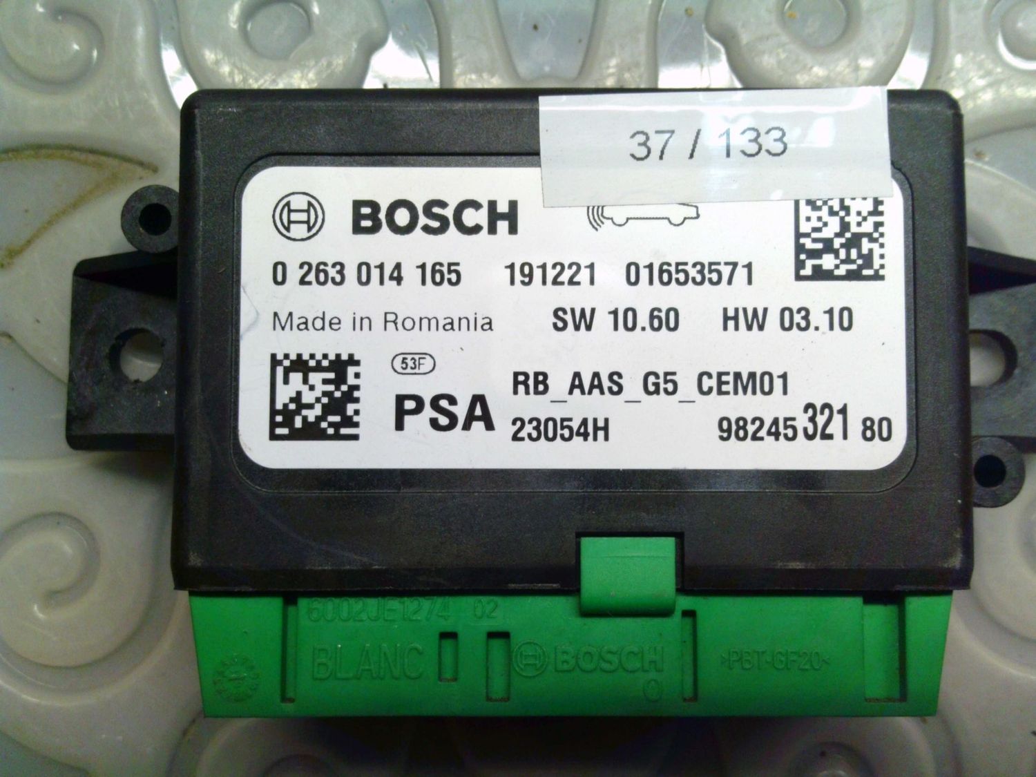 37-133 Centralina Sensori Parcheggio Bosch 0 263 014 165 0263014165 191221 9824532180 SW10.60 HW03.10 Citroen C 3 37-133 Centralina Sensori Parcheggio Bosch 0 263 014 165 0263014165 191221 9824532180 SW10.60 HW03.10 Citroen C 3