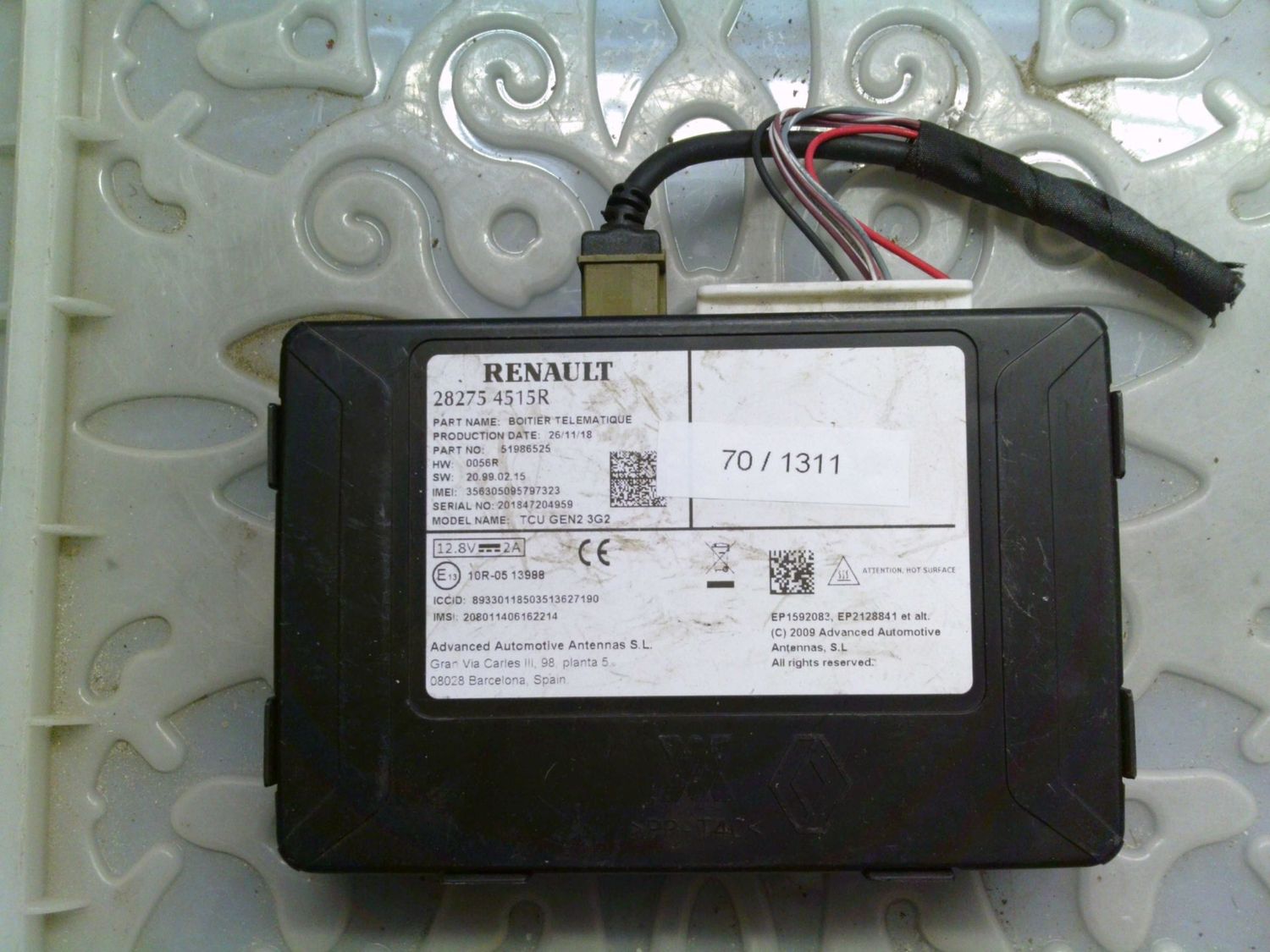 70-1311 Centralina Controllo Telematico Renault 28275 4515R 282754515R 519886525 Renault Twingo 70-1311 Centralina Controllo Telematico Renault 28275 4515R 282754515R 519886525 Renault Twingo