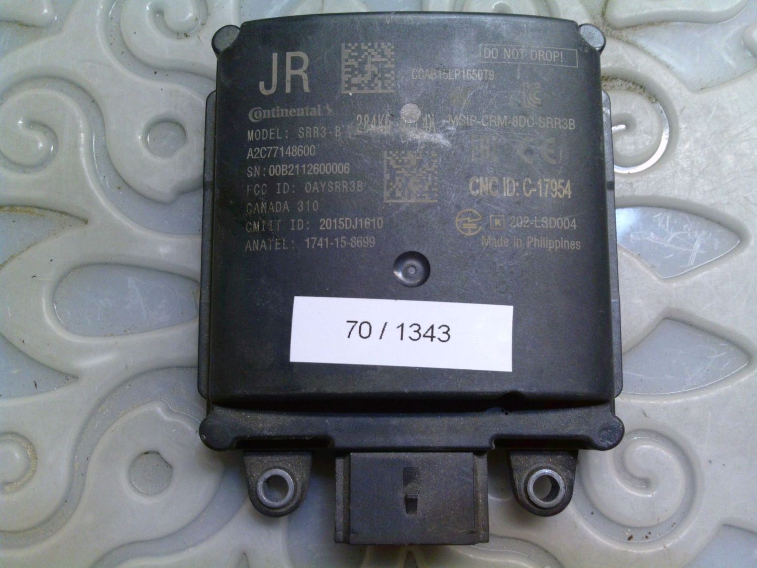 70-1343 Modulo Radarsensor Continental A2C77148600 SRR3-B MSIP-CRM-8DC-SRR3B Nissan X-Trail 70-1343 Modulo Radarsensor Continental A2C77148600 SRR3-B MSIP-CRM-8DC-SRR3B Nissan X-Trail