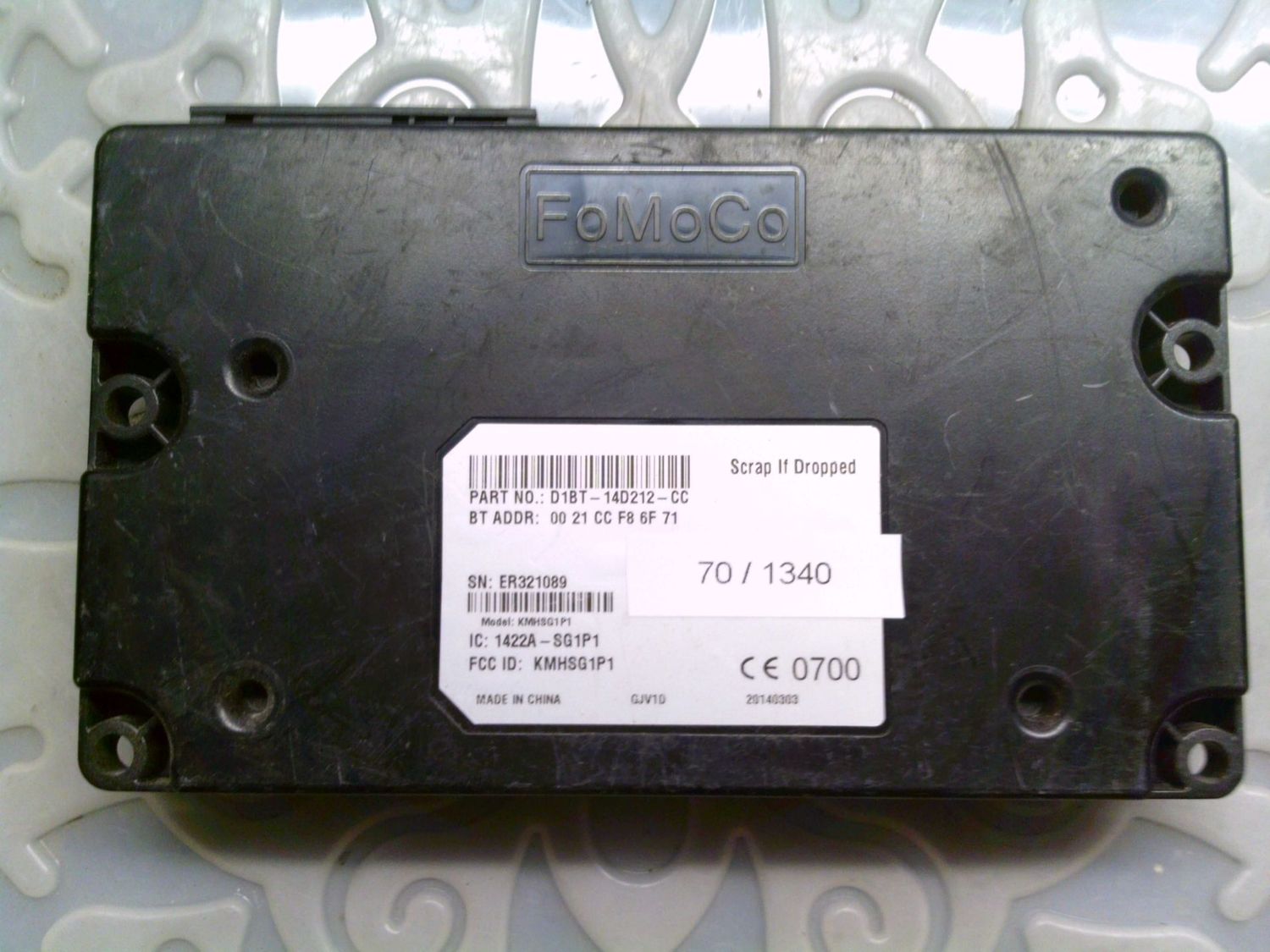 70-1340 Centralina Bluetooth Fomoco D1BT-14D212-CC D1BT14D212CC KMHSG1P1 1422A-SG1P1 Ford Fiesta 70-1340 Centralina Bluetooth Fomoco D1BT-14D212-CC D1BT14D212CC KMHSG1P1 1422A-SG1P1 Ford Fiesta
