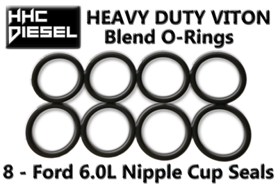 FORD 6.0L Diesel ~ Set of 8- Extreme Duty Viton O-Rings/Seals to Rebuild High Pressure Oil Rail