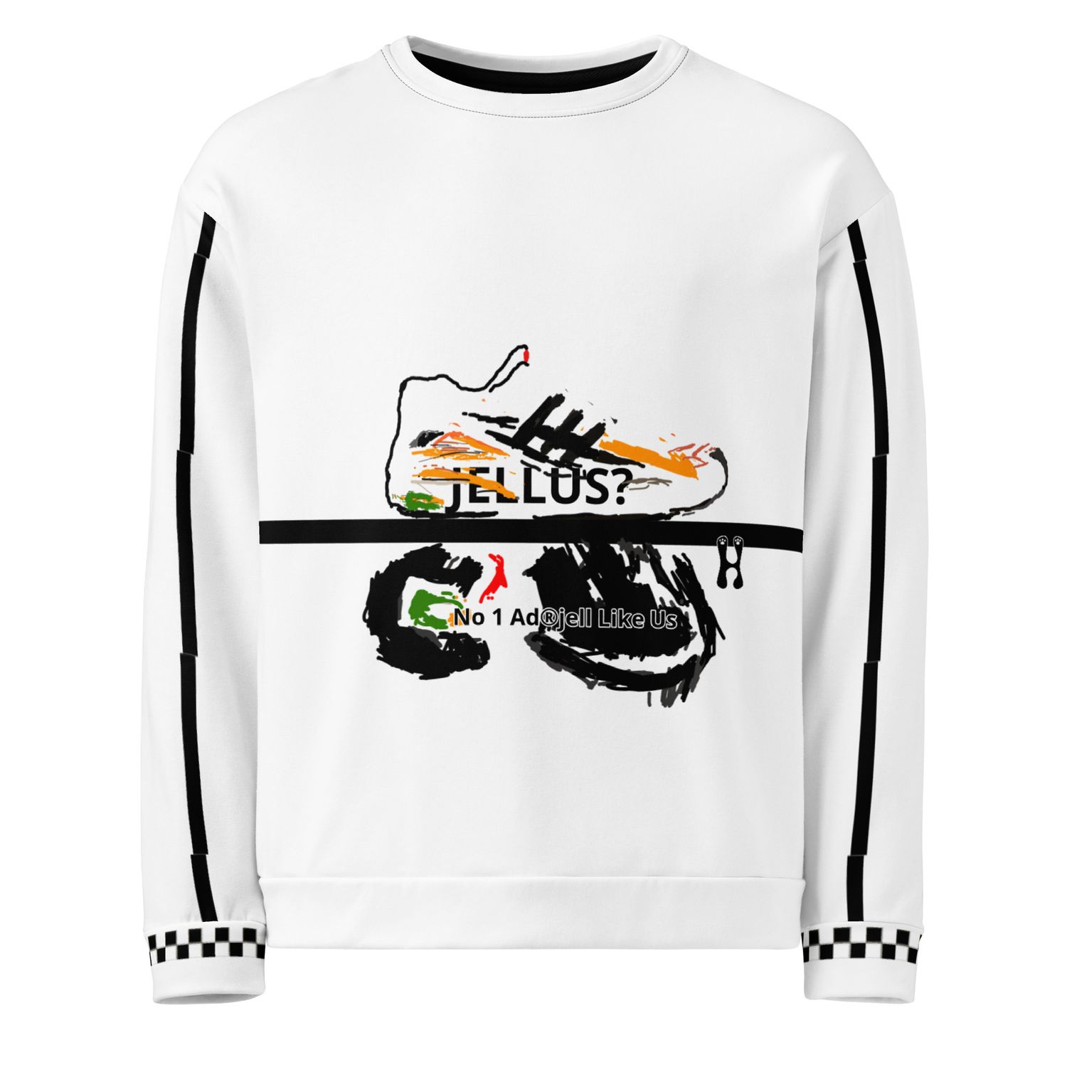 Checks OverHype On Ad®ijell Envy white and black Unisex Sweatshirt