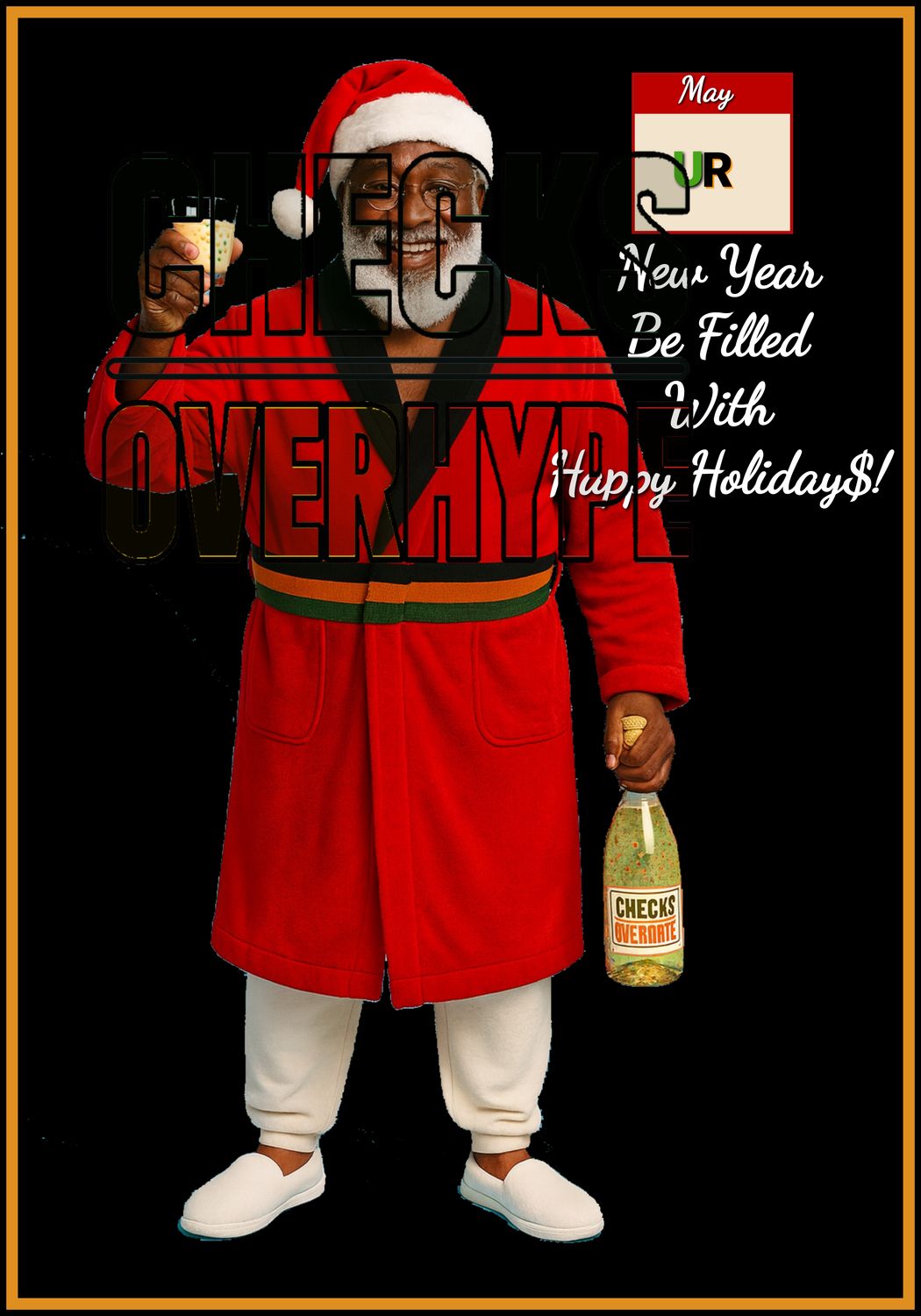 Champagne Goals May UR New Year New Holidays digital postcard