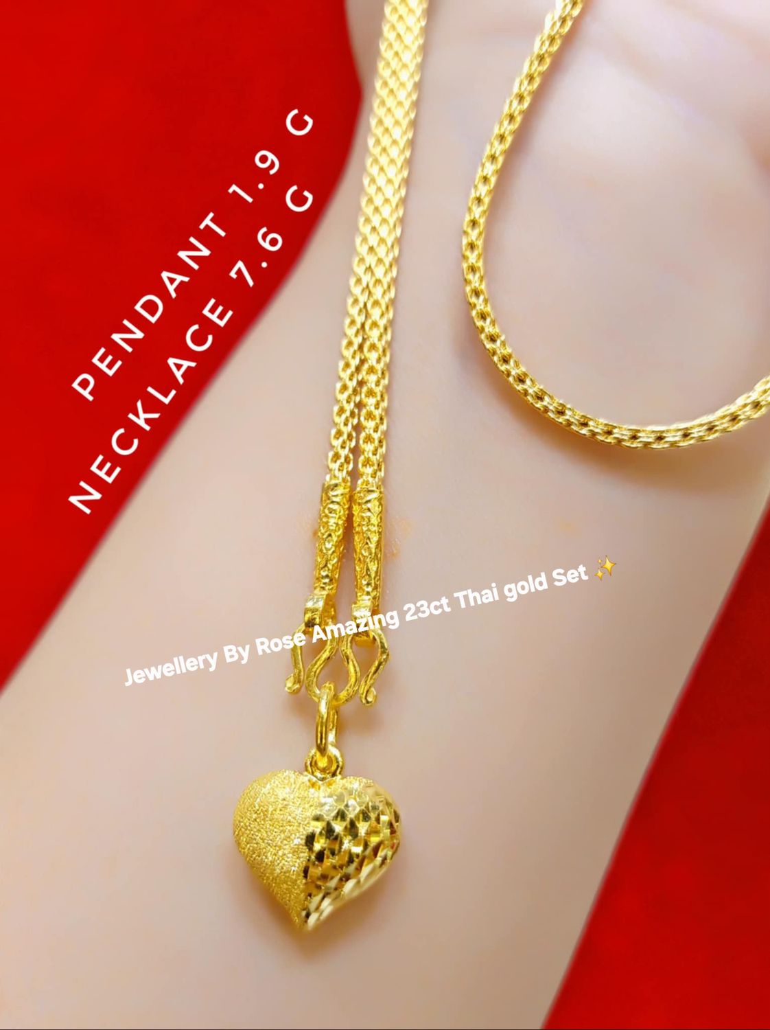 Elegant  Heart Necklace Gold Set