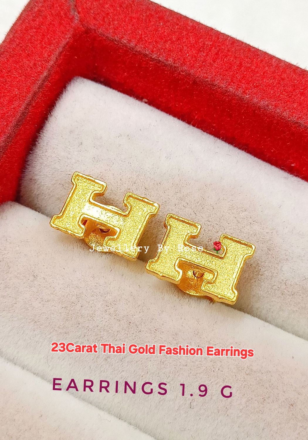 Fashionable 23Carat gold&quot; H &quot; Earrings