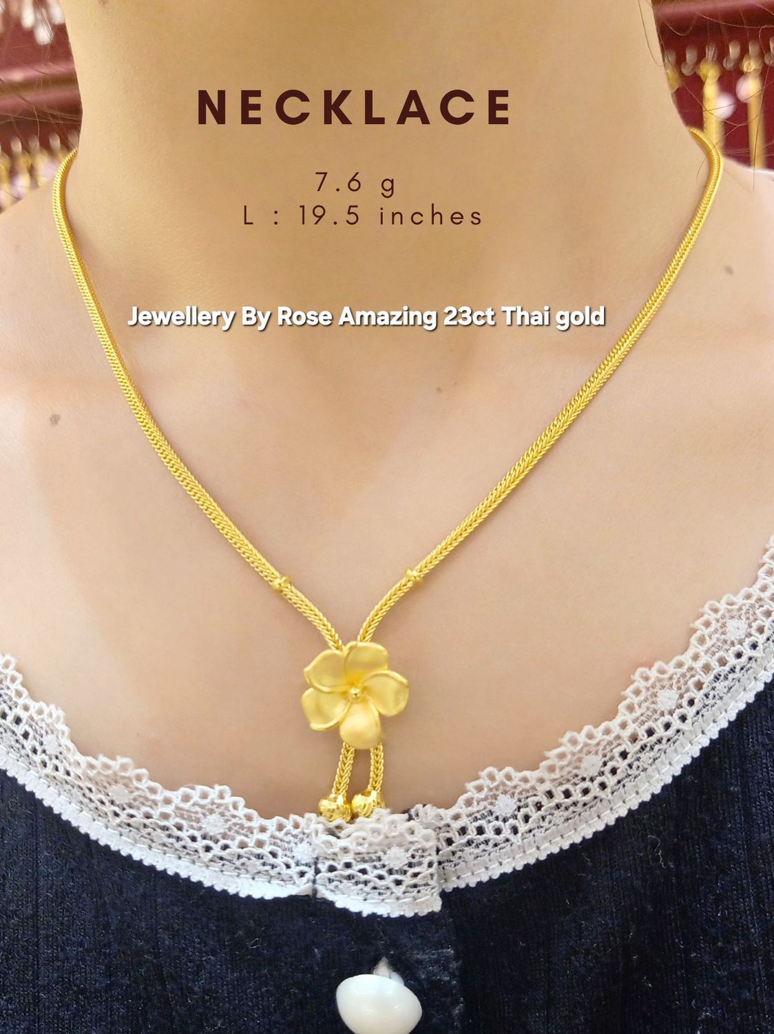 Unique 23Carat Thai gold Jasmine necklace.🌺🌸