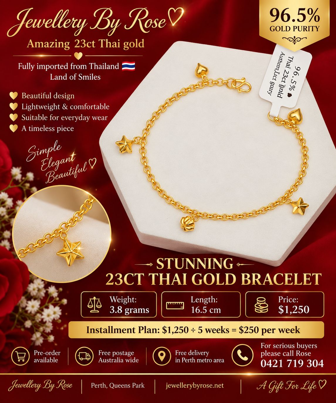 Classic Gold Star And Heart Bracelet