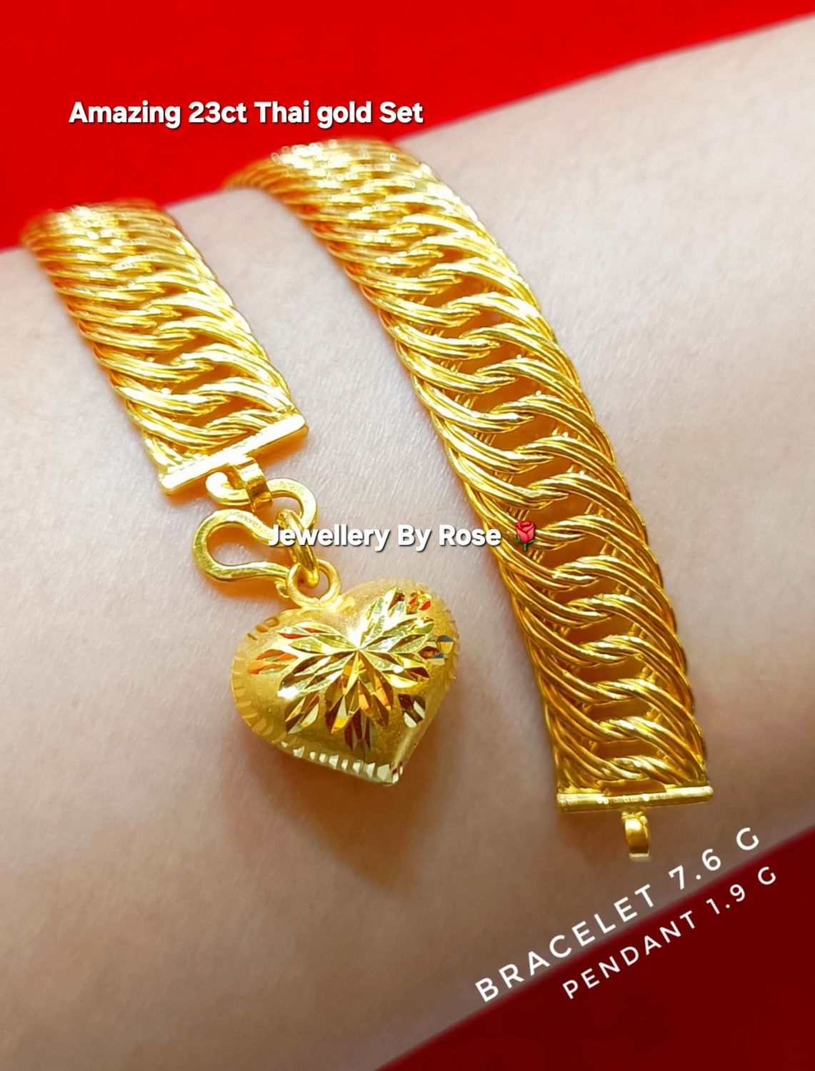 Elegant Gold Heart Bracelet Set