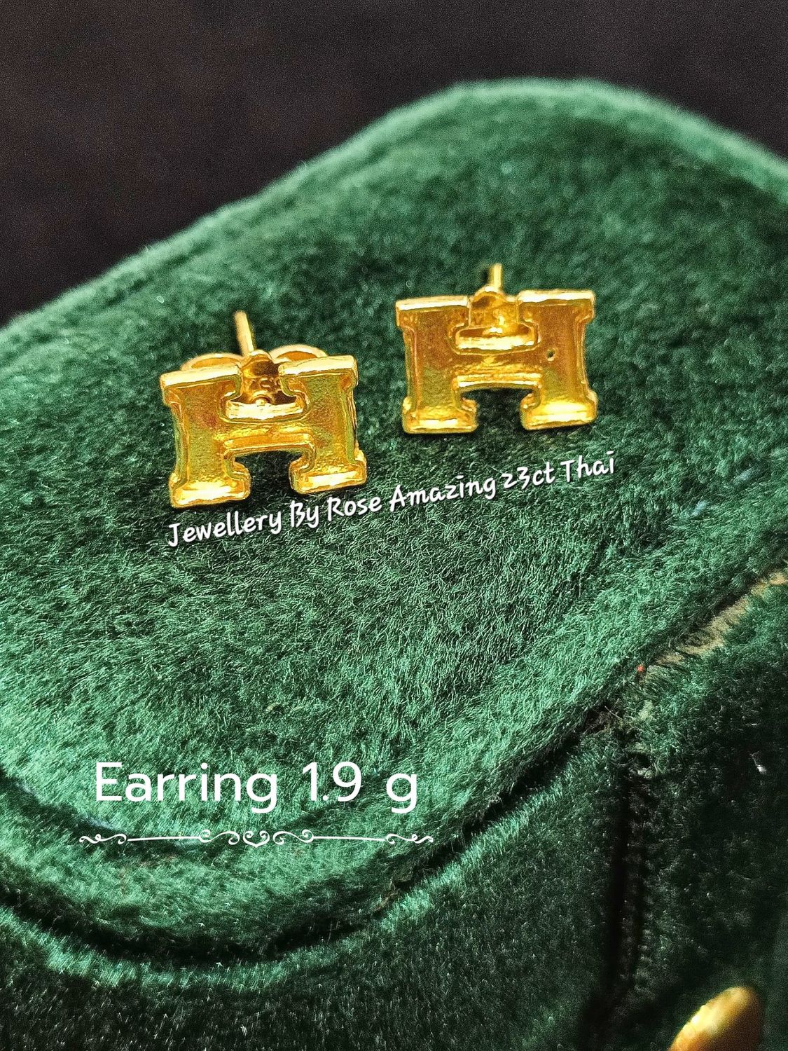 Fashionable 23Carat gold" H " Earrings