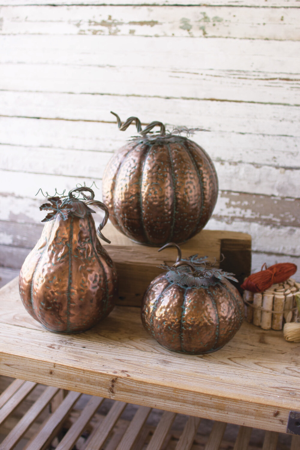 Metal Pumpkins with Copper Finish | Set of 3