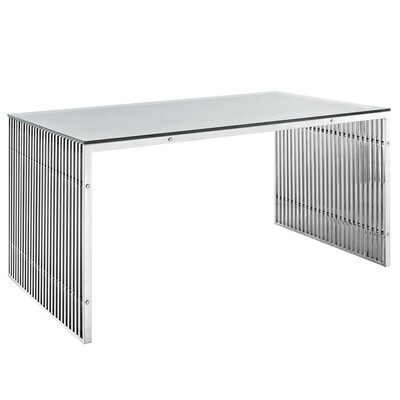 59" Gaines Stainless Steel Office Desk | Silver