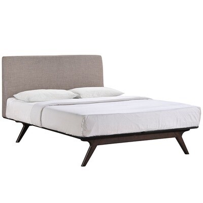 Julie King Bed in White/Grey