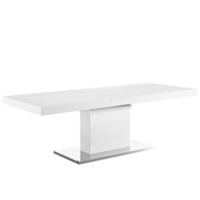Victor Expandable Dining Table in White Silver