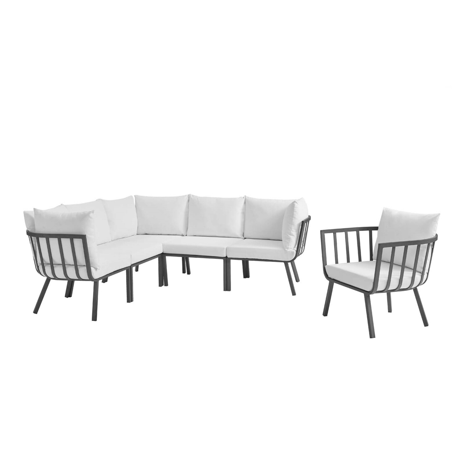 River North 6 Piece Outdoor Patio Sectional Set | Slate Frame