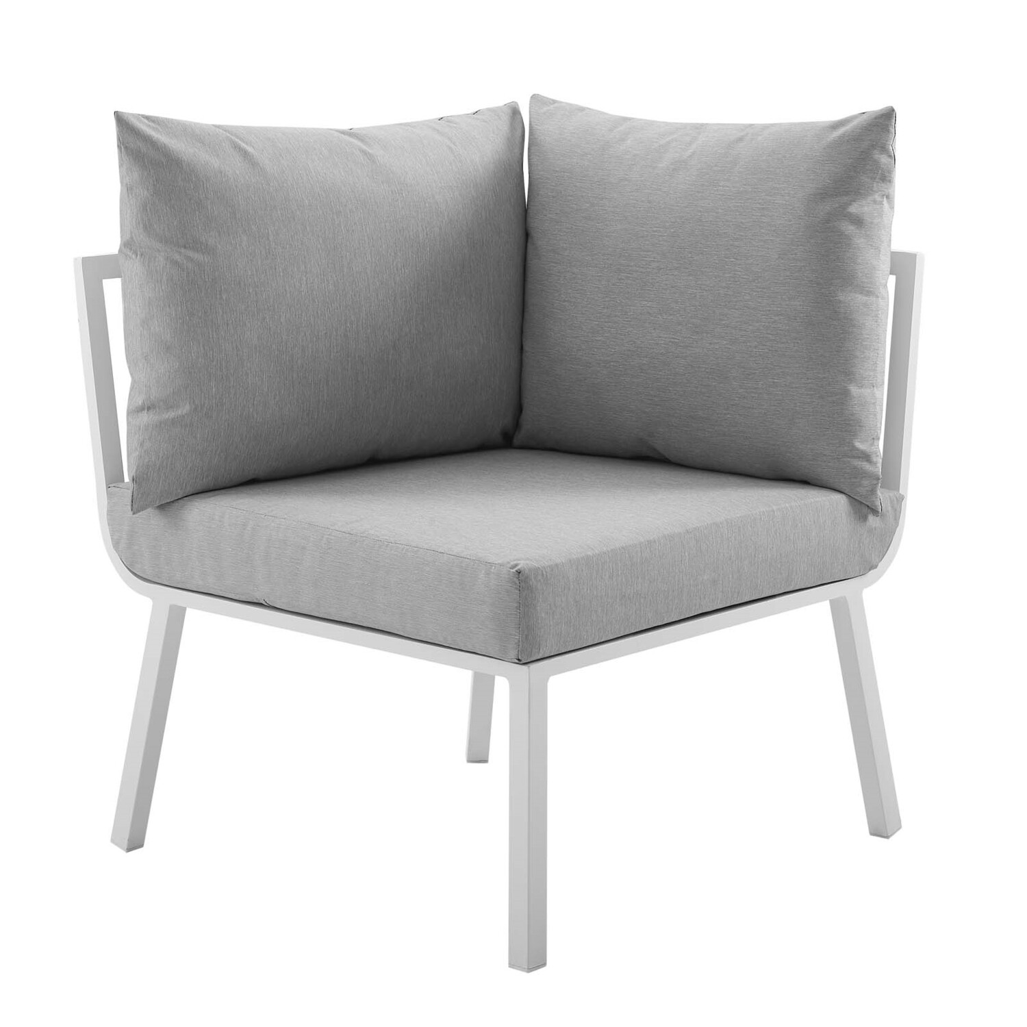 River North Patio Sectional Sofa Corner Chair | White Aluminum Frame