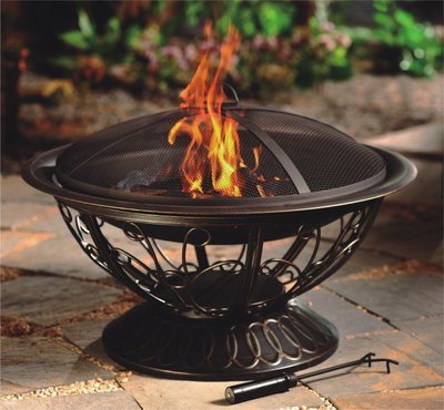 30" Wood Burning Firepit with Scroll Design