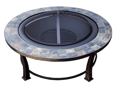 40" Round Slate Top Wood Burning Fire Pit
