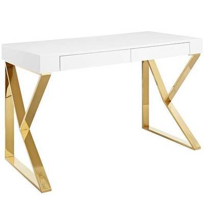 Ascent Office Desk / Gold and White
