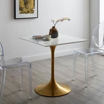 Lila 28" Square Dining Table with Gold Base