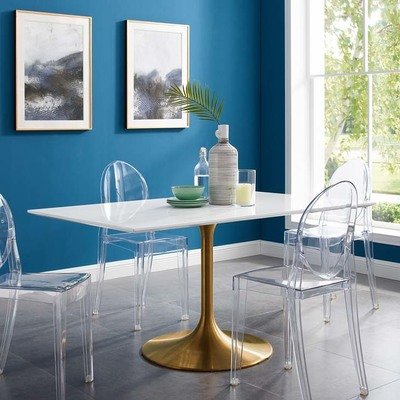 Lila 60" Rectangle Dining Table with Gold Base