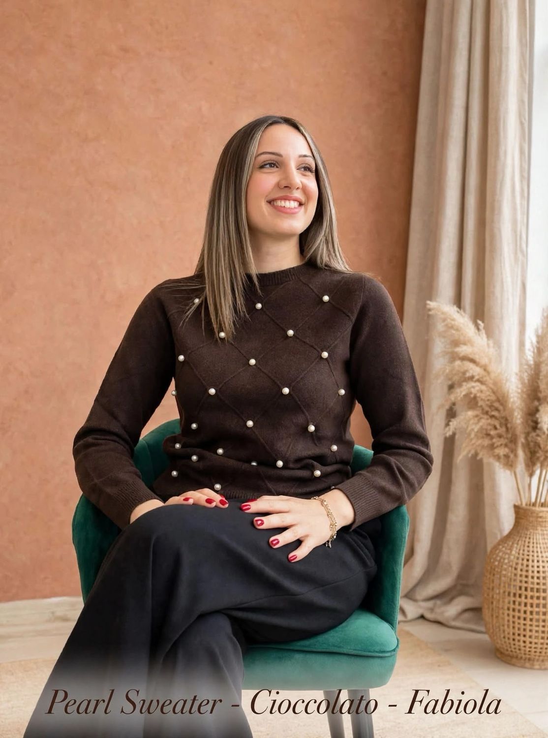 Maglione Evoe in viscosa color cacao