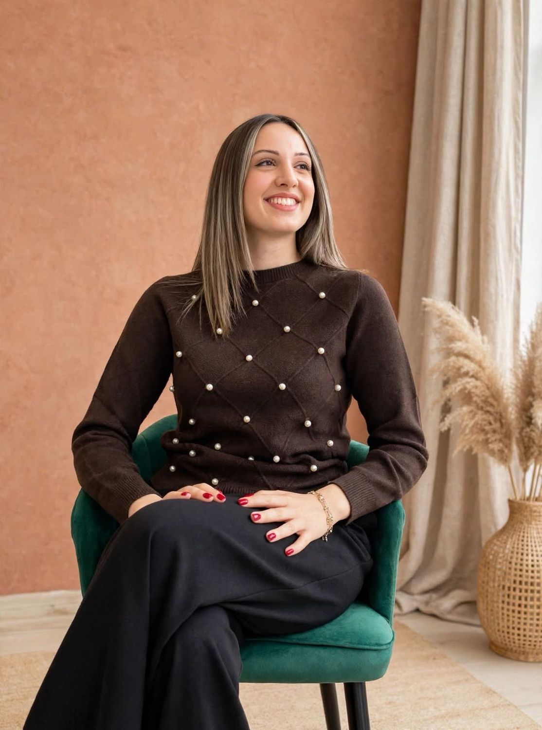 Maglione Evoe in viscosa color cacao