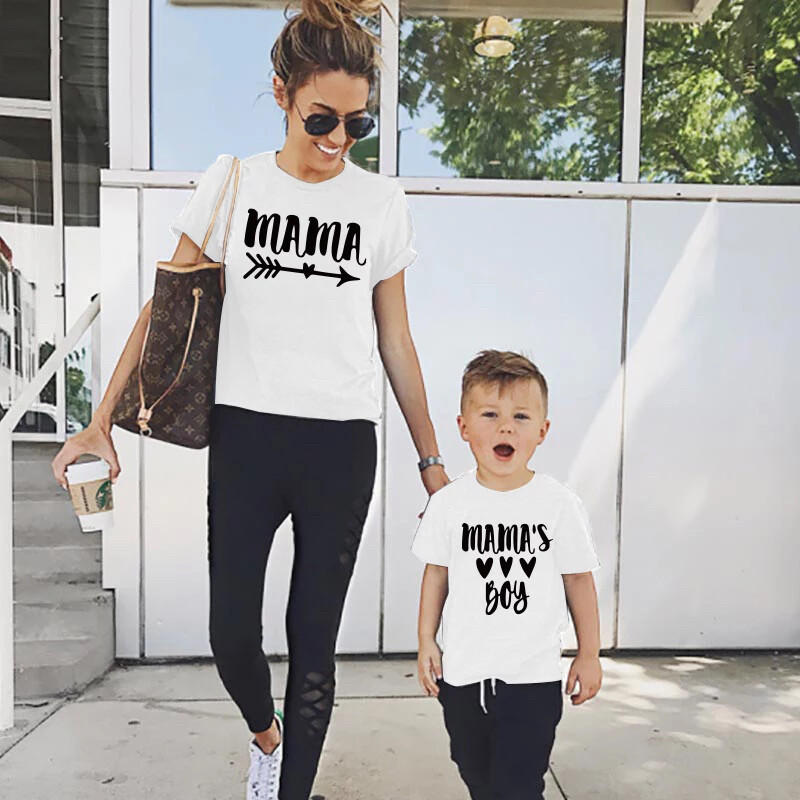 Summer family matching short t shirt MAMA LOVE BOY print
