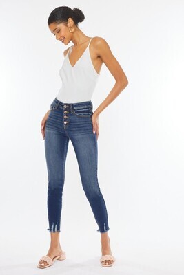 Kancan High Rise Distressed Ankle Button Fly Skinny