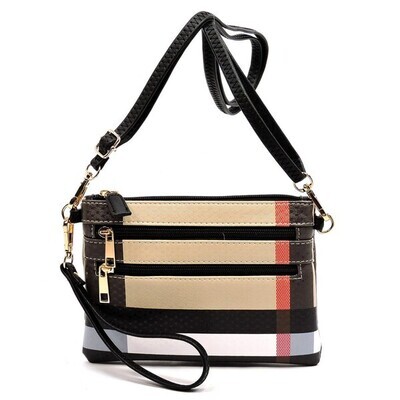 Plaid Check Clutch With Wrislet Strap Or Long Strap