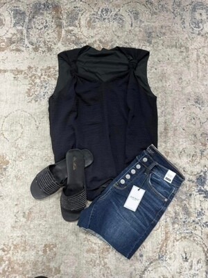 Black Tank Top With Knot Detail