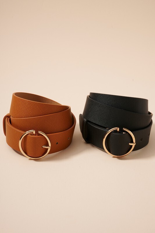 Faux Leather Cub Buckle Belt