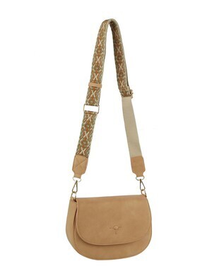Brown Flap Crossbody Bag With Adjustable Guitar Strap