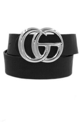 GG Black Vegan Leather Belt
