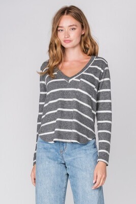 Fore Gray Striped Fleece Long Sleeve