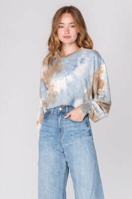 Fore Cropped Blue And Tan Long Sleeve