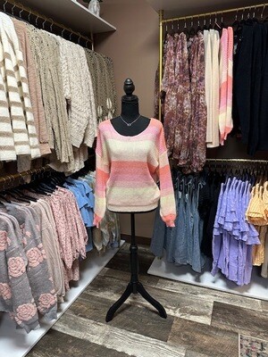 Coral Colorblock Pastel Knit Sweater
