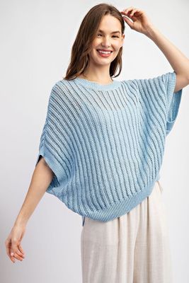 ee:some Pale Blue Loose Fit Dolman Sleeve Knit Sweater