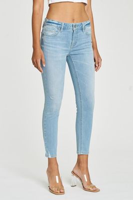 Eunina Light Wash Mid Rise Skinny Cropped Jeans