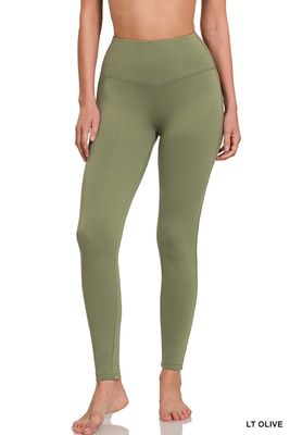 Zenana Light Olive Brushed Full Length Leggings