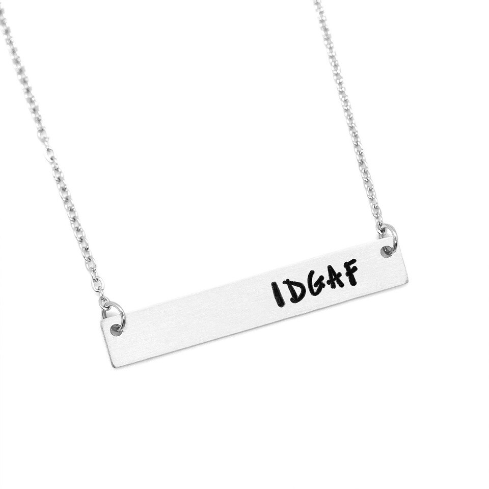 "IDGAF" Bar Necklace