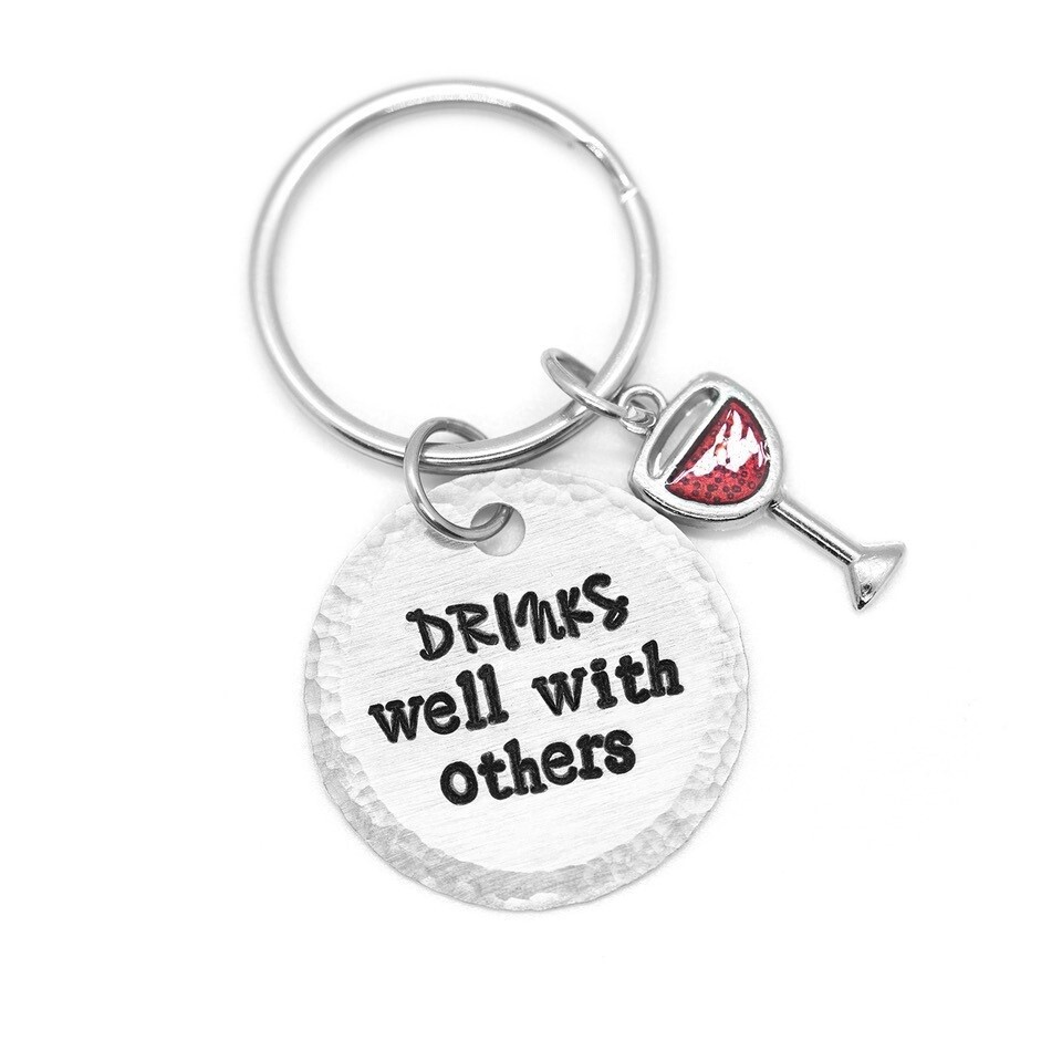 "Drinks Well With Others" Keychain