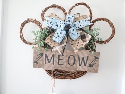 Meow Pawprint Wreath