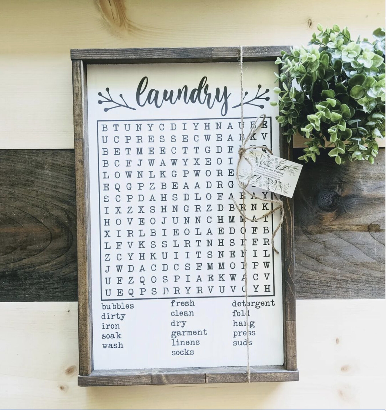 Laundry Wordsearch Sign