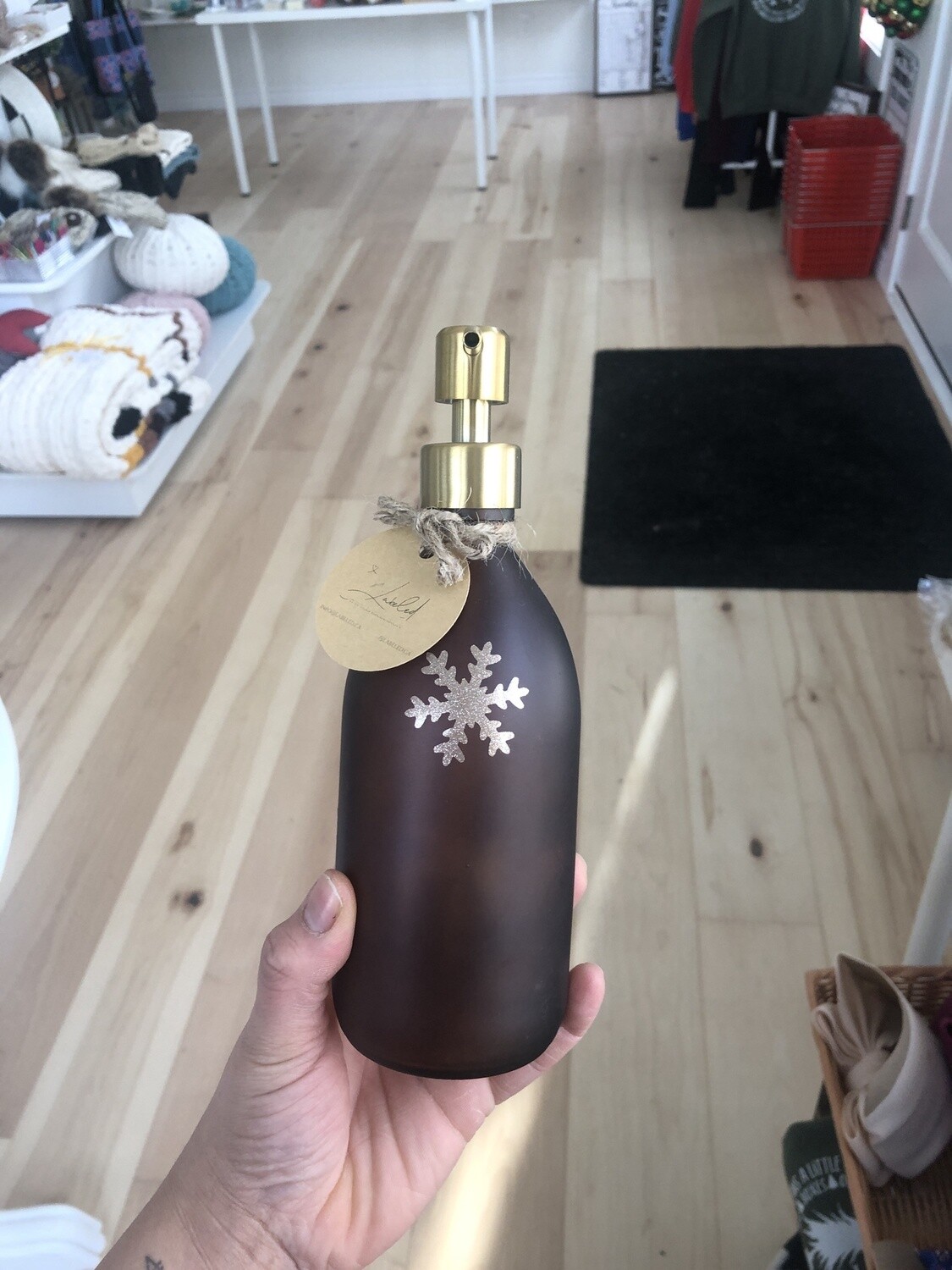 Snowflake Frosted Amber Bottle