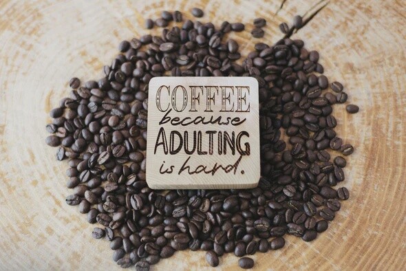 “Coffee because adulting is hard” Wooden Coaster